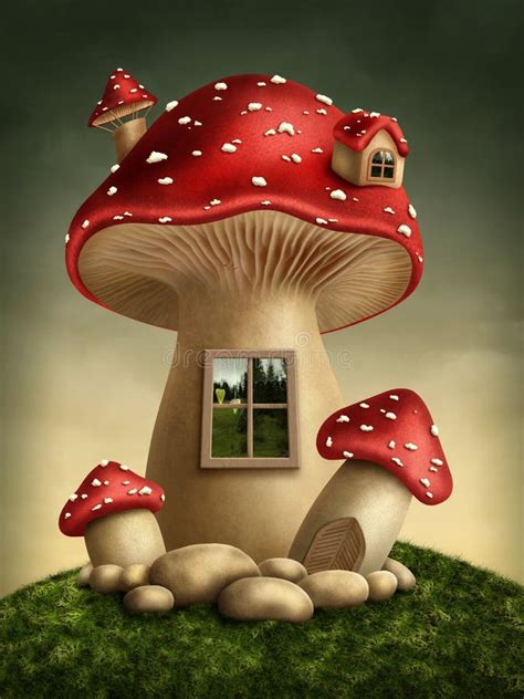 Fantasy Mushroom House Stock Illustration Illustration Of Surreal