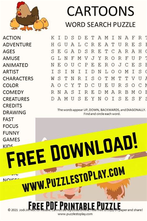 Cartoons Word Search Puzzle Puzzles To Play In 2021 Printable