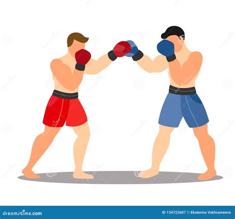 Two Boxers In A Fight Against A White Background Cartoon Flat