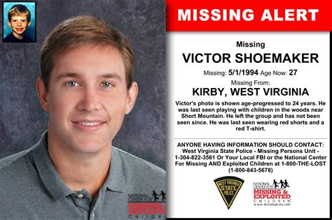 Victor Shoemaker Age Now 27 Missing 05 01 1994 Missing From Kirby Wv Anyone Having