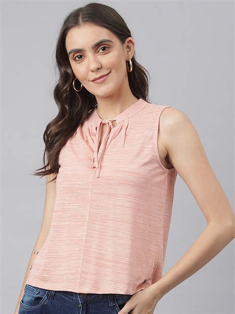 Buy Miss Grace Striped Tie Up Neck Top Tops For Women 27664014 Myntra