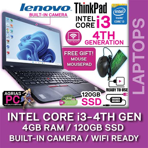 Laptop Lenovo Intel Core I5 5th Gen I3 8th Gen I5 3rd Gen I3 4th 8gb 4gb 256gb 240gb 120gb Ssd