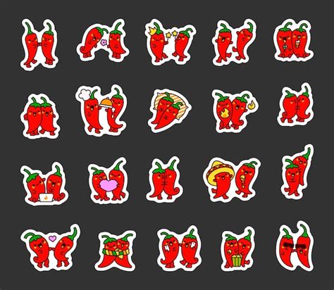 Premium Vector Couple Of Cute Hot Peppers Sticker Bookmark