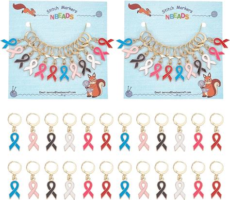 Amazon NBEADS 24 Pcs Awareness Ribbon Stitch Markers Alloy Enamel