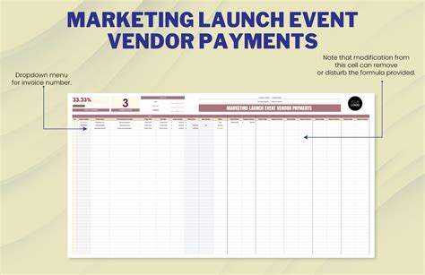 Marketing Launch Event Vendor Payments Template In Excel Google Sheets