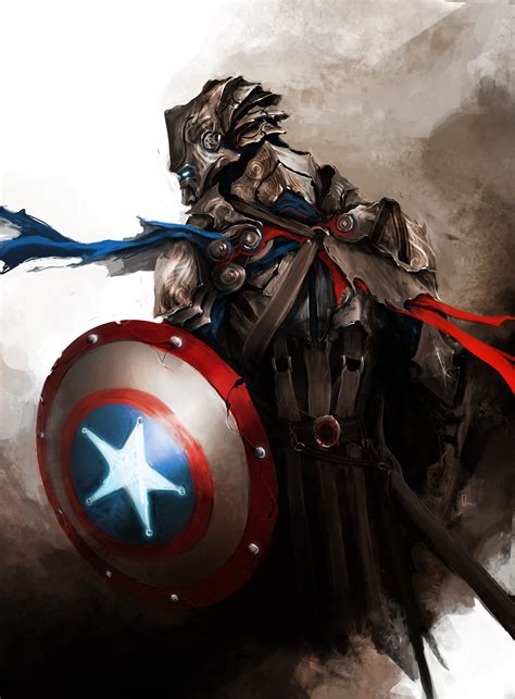 Captain America Painting Captain America Fantasy Art The Avengers