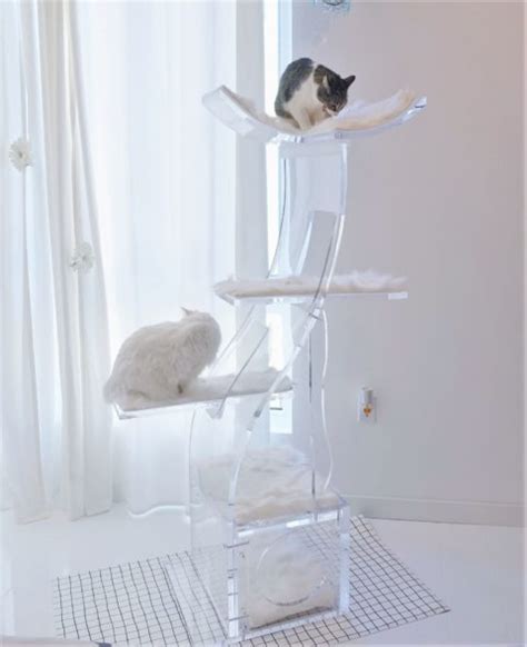 Luxury Cat Tree The Crystal Clear Lotus Cat Tower The Refined Feline