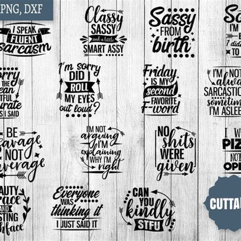 Sassy Quote Svg Cut File Bundle For Cricut Cameo Silhouette Etsy