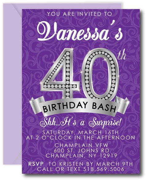 Diamond 40th Birthday Invitation - Announce It!