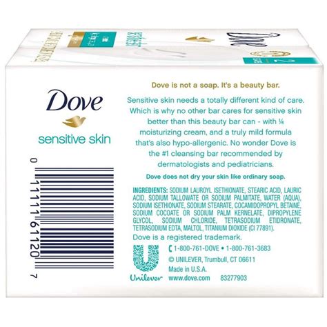 Dove Sensitive Skin Unscented Beauty Bar 4oz 8ct Affiliate Skin