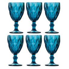 Taça de Água Vidro Diamond Azul 260ml 6 Peças 6502 Lyor