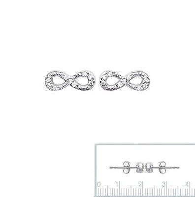 Boucles D Oreilles INFINITY Symbole Infini En ARGENT Massif Zirconium