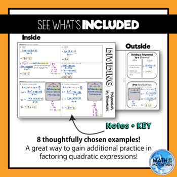 Dividing Polynomials by Binomials Notes for Interactive Notebook