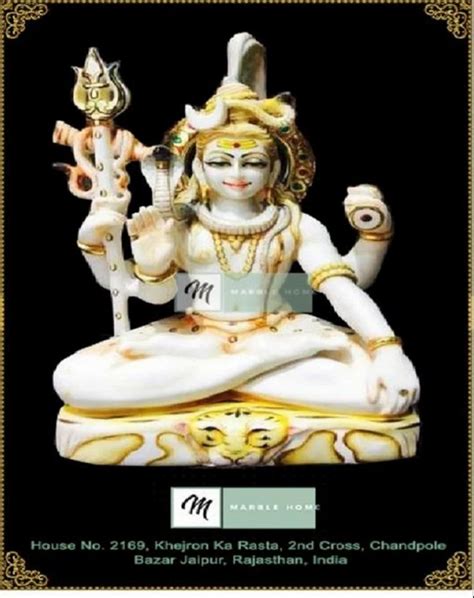 White Painted Marble God Shiva Statue For Worship Size 1 Feet At Rs