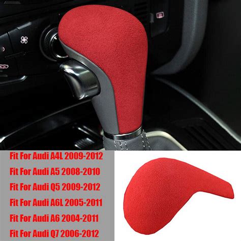 For Audi A B A A C Q Q Red Alcantara Gear Shift Knob Shifter