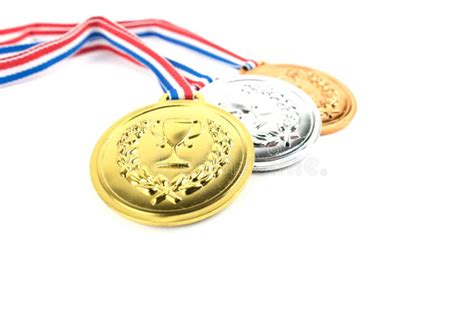 De Medailles Van Het Goud Van Het Zilver En Van Het Brons Stock