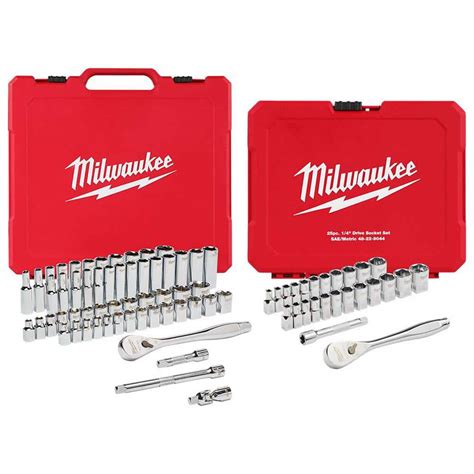 81 Piece Milwaukee 3 8 1 4 Drive SAE Metric Ratchet Socket Mechanic