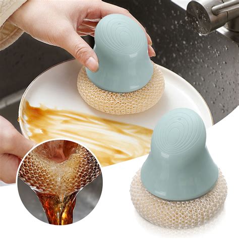 Wool Fabric Kitchen Dishwashing Sponge Cleaning With Handle