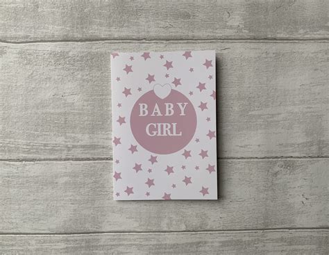 Baby Girl Card Pink Heart Star Greeting Card - Etsy