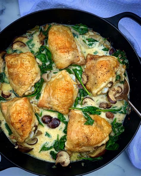 Creamy Chicken Mushroom And Spinach One Pot