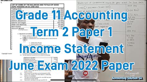 Grade 11 Accounting Term 2 Paper 1 Income Statement For Partnerships