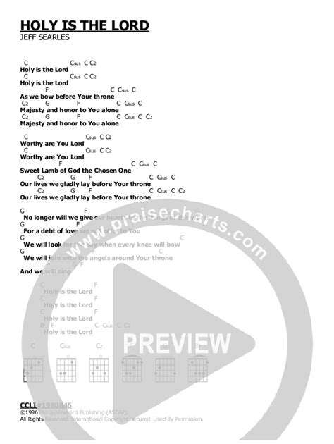 Holy Is The Lord Chords PDF (Vineyard Worship) - PraiseCharts