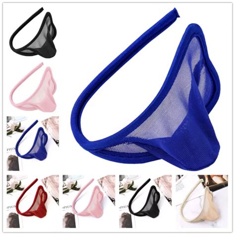 Sexy Mens Lingerie Mesh See Through Pouch G String Thong Bikini Briefs