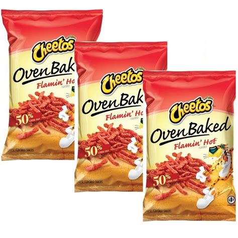 Cheetos Oven Baked CRUNCHY FLAMIN HOT Less Fat Cheese Flavor Oz Bags