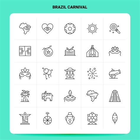 contorno 25 conjunto de iconos de carnaval de brasil diseño de estilo