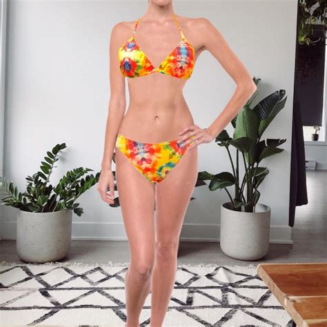 Tie Dye Colorful Bikini Swimsuit Nylon Depop