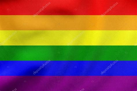 Rainbow Gay Pride Flag Waving Real Fabric Texture Stock Photo Photoroman