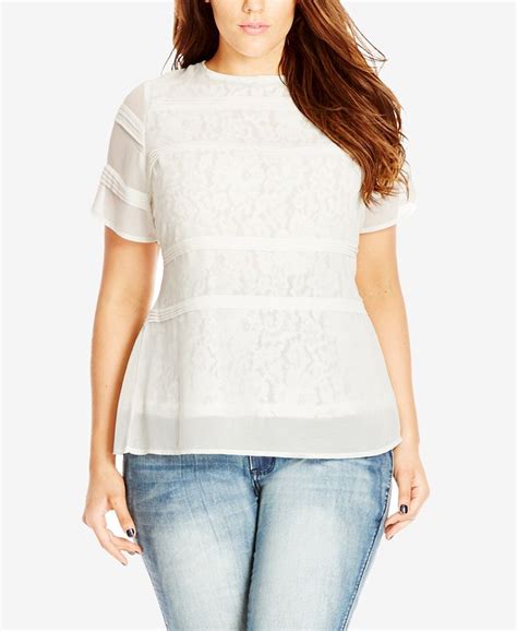 City Chic Trendy Plus Size Lace Illusion Top Macys