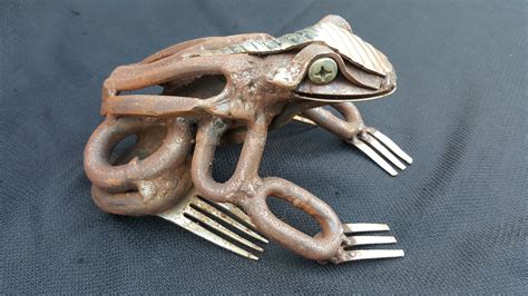 Scrap Metal Frog Sculpture