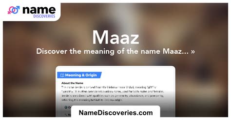 Maaz Name Meaning And Origin