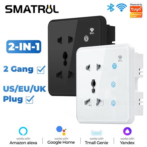 Smatrul Tuya Wifi Wall Smart Socket Gang Switch Light Touch Us Eu Uk