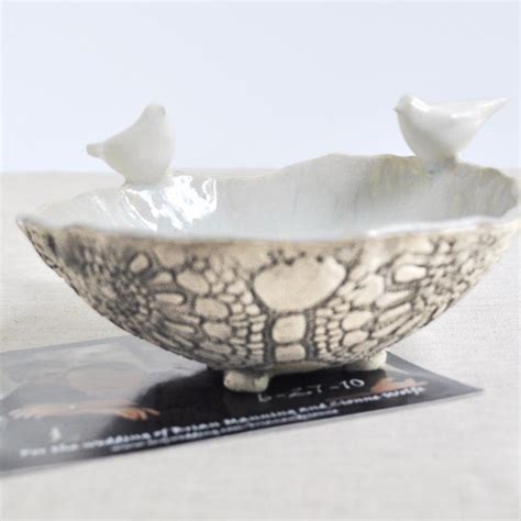 Love Birds bowl ceramic sculptural serving bowl wedding decor