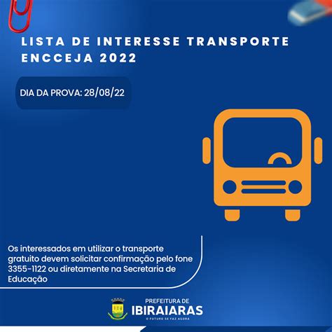 Prefeitura Municipal Disponibilizará Transporte Gratuito Para o Encceja