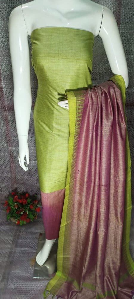 Olive Green And Pink Women Linen Unstitched Salwar Suit