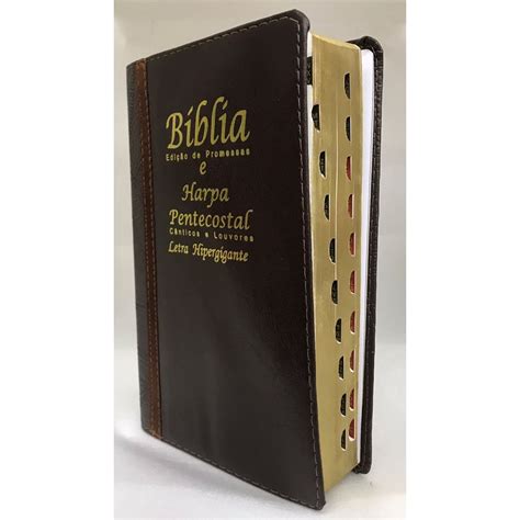 Biblia Letra Hiper Gigante Harpa Marrom Bicolor Luxo Shopee Brasil