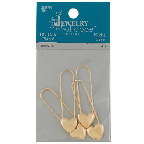 K Gold Plated Heart Safety Pins Hobby Lobby