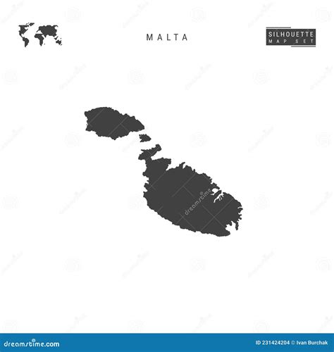 Malta Vector Map Isolated On White Background High Detailed Black