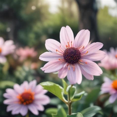 Uma flor roxa o centro amarelo é um centro roxo imagem Premium