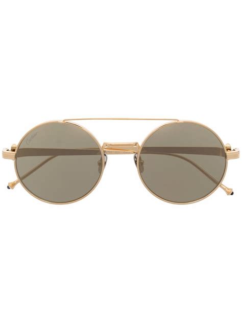 Cartier Eyewear Pasha Round Frame Sunglasses Gold Editorialist