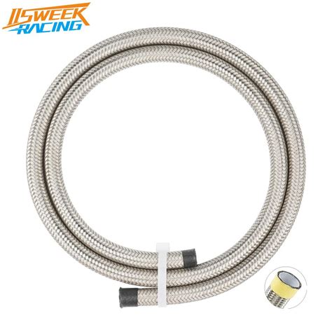 Universal 1m 3ft Stainless Steel Braided Fuel Line Hose Ptfe E85