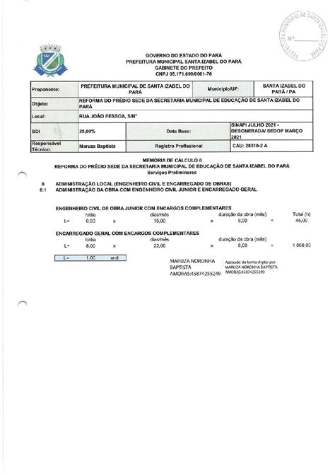 Memorial De Calculo Compressed Prefeitura Municipal De Santa Izabel