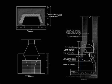 カットと計画を含む詳細な暖炉 AutoCAD で CADライブラリ