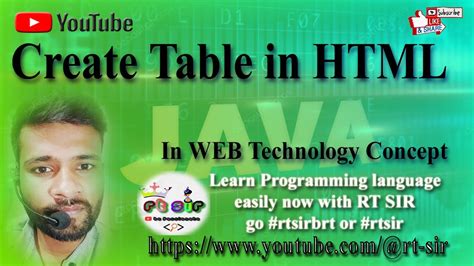 Creating Table In Html Explanation Web Technologies Youtube