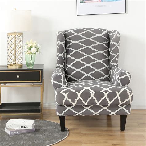 Stretch Printed Wingback Slipcover Elastic Armchair Chair Covers