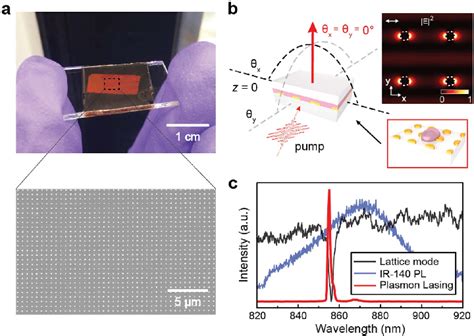 Plasmonic Nanocavity Array Laser A Photograph And Sem Image Of