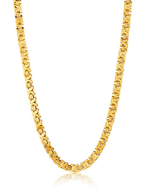 Gold Plated Stainless Steel Flat Byzantine Chain Necklace Walmart